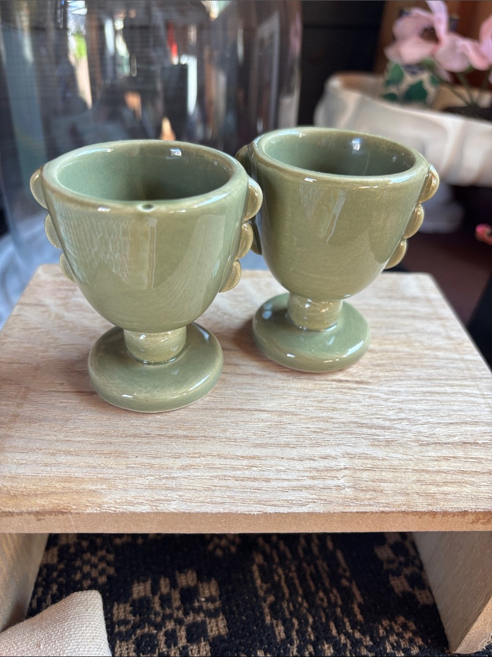Olive Green Ceramic Egg Cup Set - Home Accents